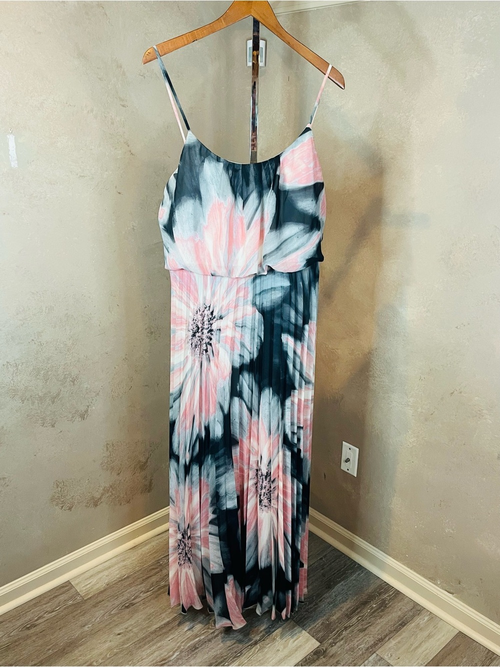 Bisou Bisou Pink & Black Floral Maxi Dress 14